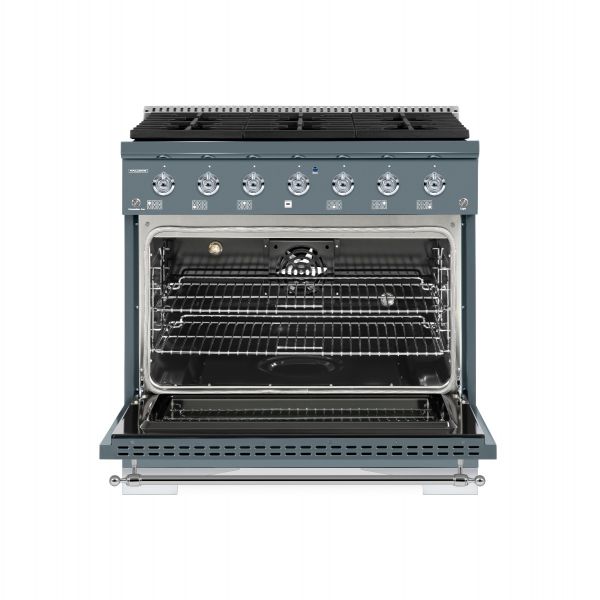 HALLMAN Classico Series 36" Dual Fuel Freestanding Range with 6-Sealed Burners Chrome Trim - HCLRDF36CM