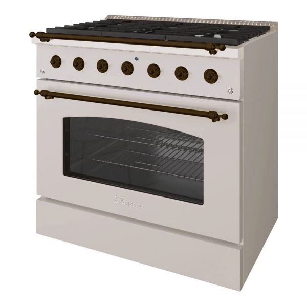 HALLMAN Classico Series 36" Dual Fuel Freestanding Range with Bronze Trim - HCLRDF36BZ