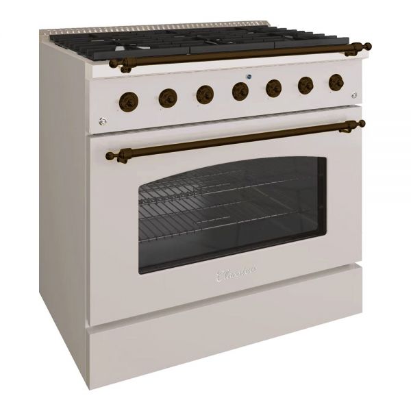 HALLMAN Classico Series 36" Dual Fuel Freestanding Range with Bronze Trim - HCLRDF36BZ