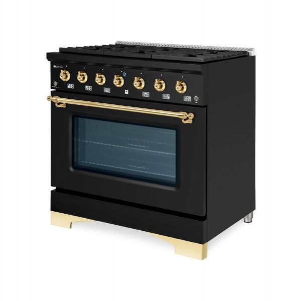 HALLMAN Classico Series 36" Gas Freestanding Range with Brass Trim - HCLRG36BS