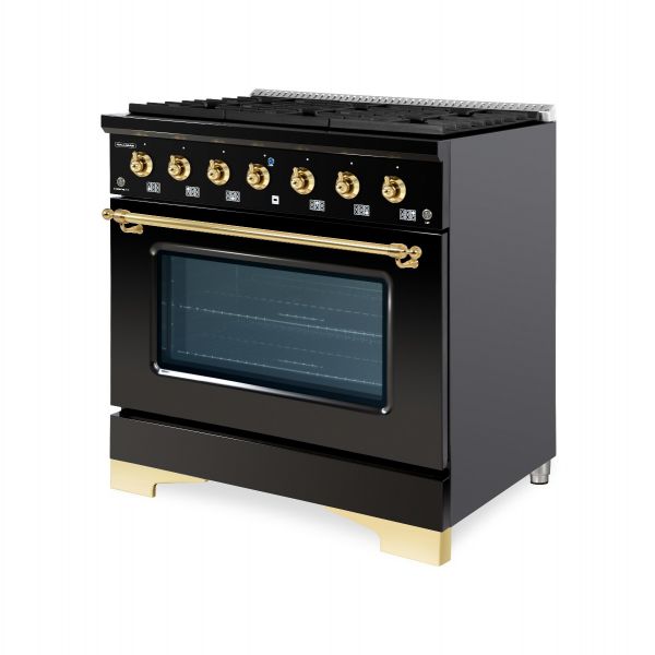 HALLMAN Classico Series 36" Gas Freestanding Range with Brass Trim - HCLRG36BS