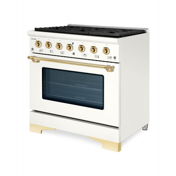 HALLMAN Classico Series 36" Gas Freestanding Range with Brass Trim - HCLRG36BS