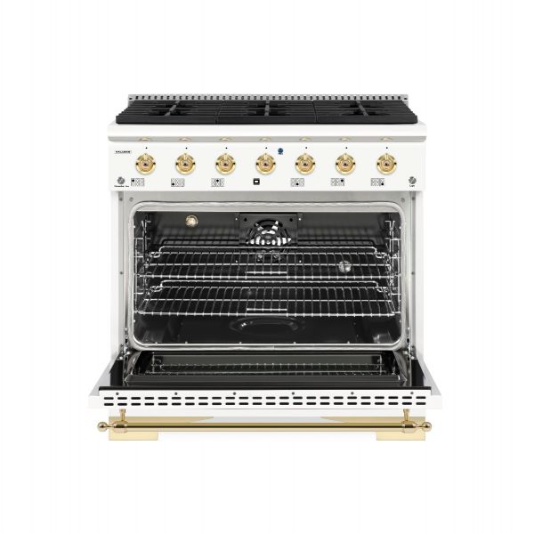 HALLMAN Classico Series 36" Gas Freestanding Range with Brass Trim - HCLRG36BS