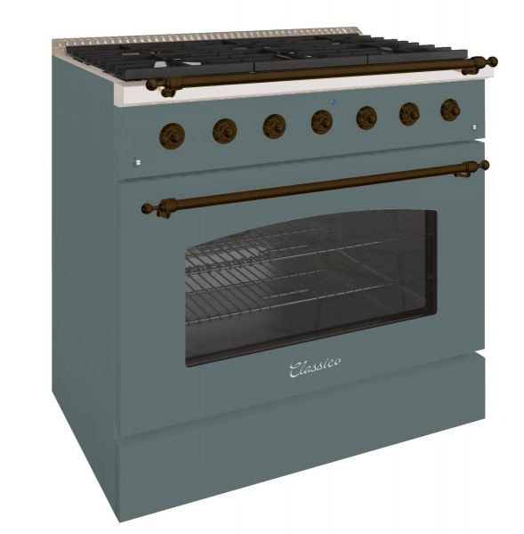 HALLMAN Classico Series 36" Gas Freestanding Range with Bronze Trim - HCLRG36BZ