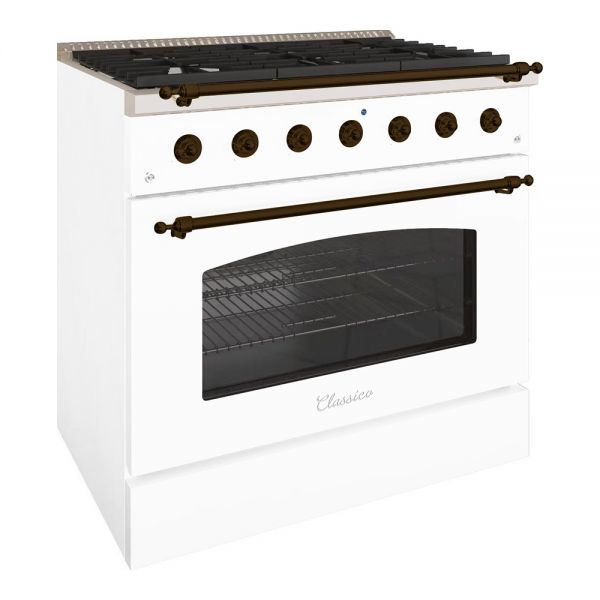 HALLMAN Classico Series 36" Gas Freestanding Range with Bronze Trim - HCLRG36BZ