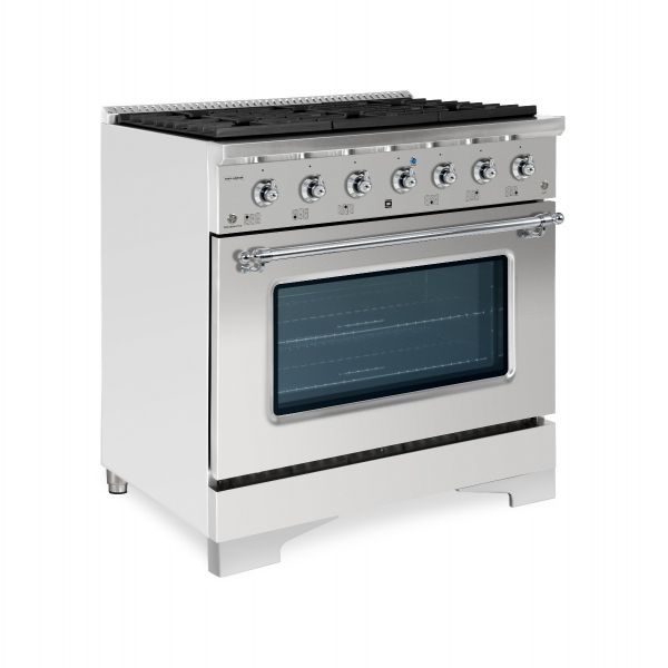 HALLMAN Classico Series 36" Gas Freestanding Range with Chrome Trim - HCLRG36CM