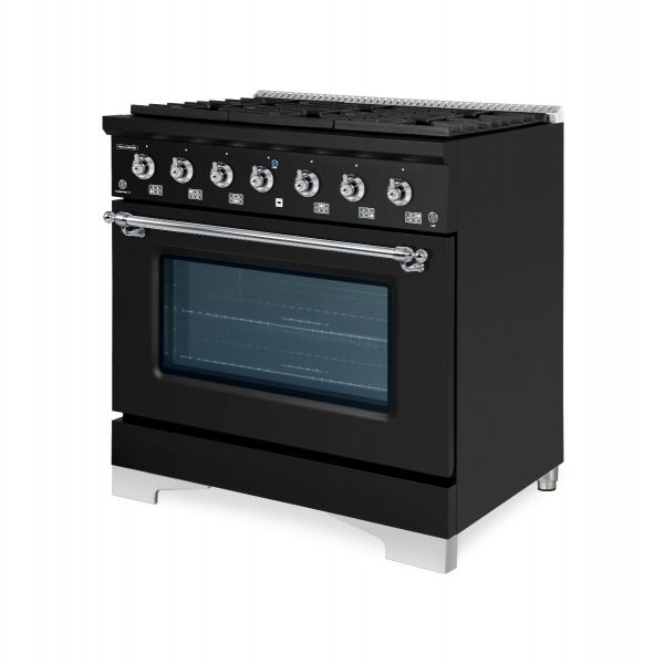 HALLMAN Classico Series 36" Gas Freestanding Range with Chrome Trim - HCLRG36CM