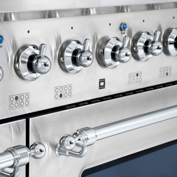 HALLMAN Classico Series 48" Dual Fuel Freestanding Range With 8-Sealed Burners Chrome Trim- HCLRDF48CM