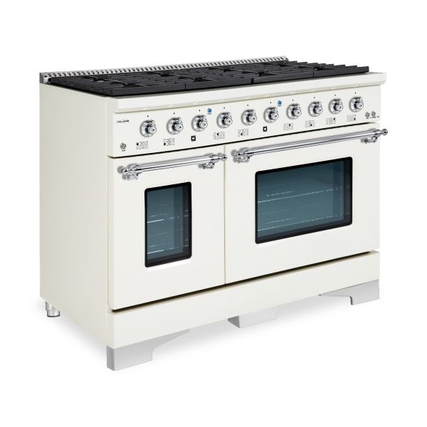 HALLMAN Classico Series 48" Dual Fuel Freestanding Range With 8-Sealed Burners Chrome Trim- HCLRDF48CM