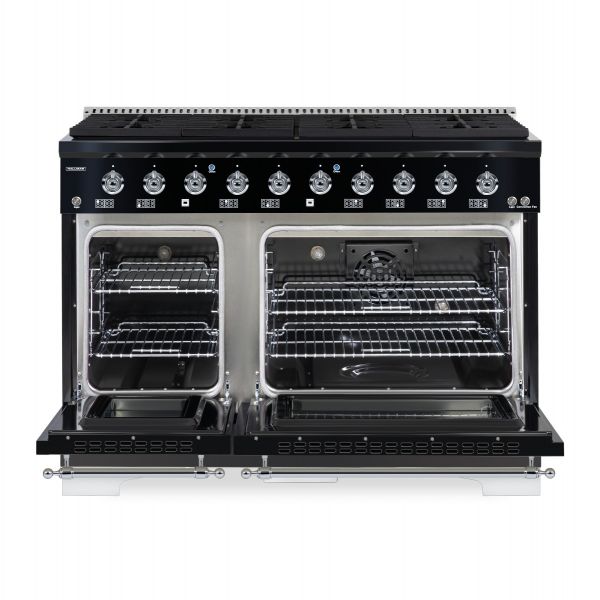 HALLMAN Classico Series 48" Dual Fuel Freestanding Range With 8-Sealed Burners Chrome Trim- HCLRDF48CM