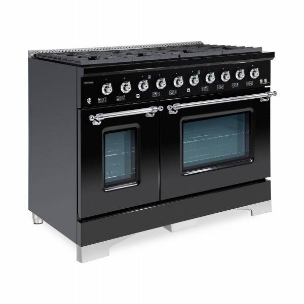 HALLMAN Classico Series 48" Dual Fuel Freestanding Range With 8-Sealed Burners Chrome Trim- HCLRDF48CM