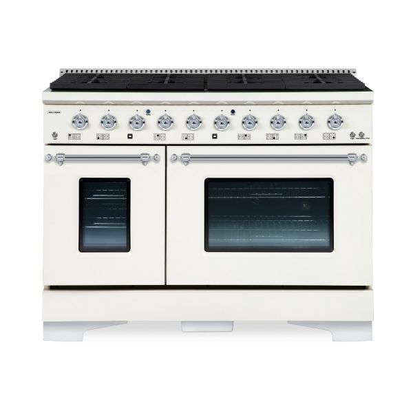 HALLMAN Classico Series 48" Dual Fuel Freestanding Range With 8-Sealed Burners Chrome Trim- HCLRDF48CM