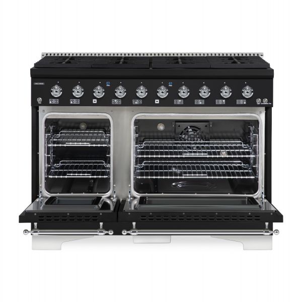 HALLMAN Classico Series 48" Dual Fuel Freestanding Range With 8-Sealed Burners Chrome Trim- HCLRDF48CM