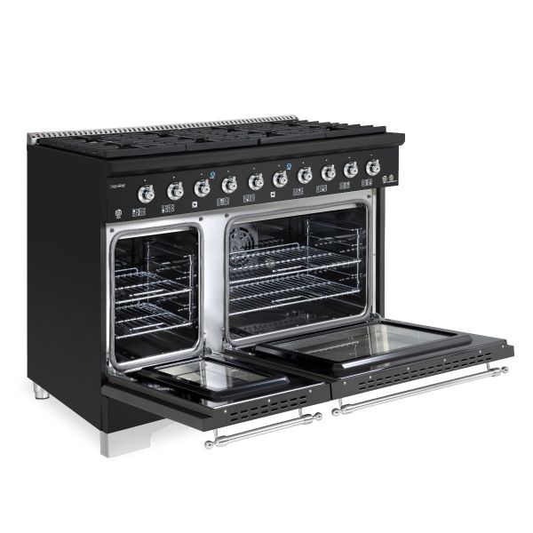 HALLMAN Classico Series 48" Dual Fuel Freestanding Range With 8-Sealed Burners Chrome Trim- HCLRDF48CM