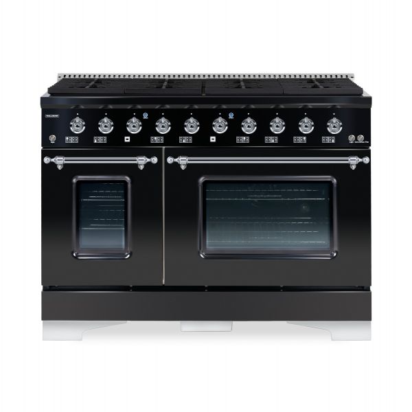 HALLMAN Classico Series 48" Dual Fuel Freestanding Range With 8-Sealed Burners Chrome Trim- HCLRDF48CM