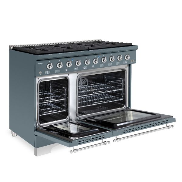 HALLMAN Classico Series 48" Dual Fuel Freestanding Range With 8-Sealed Burners Chrome Trim- HCLRDF48CM