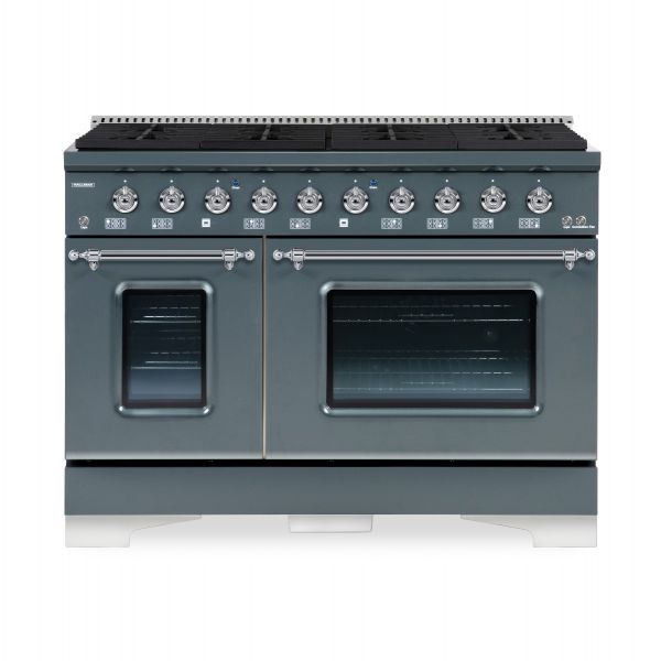 HALLMAN Classico Series 48" Dual Fuel Freestanding Range With 8-Sealed Burners Chrome Trim- HCLRDF48CM