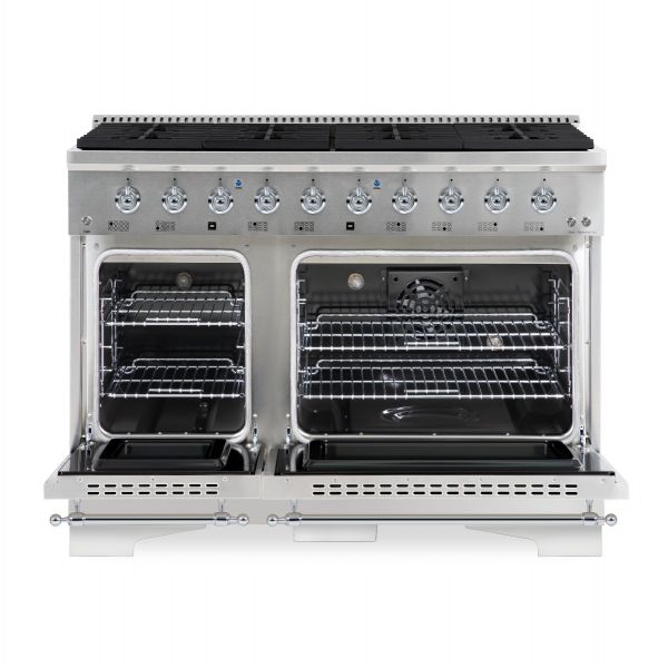 HALLMAN Classico Series 48" Dual Fuel Freestanding Range With 8-Sealed Burners Chrome Trim- HCLRDF48CM