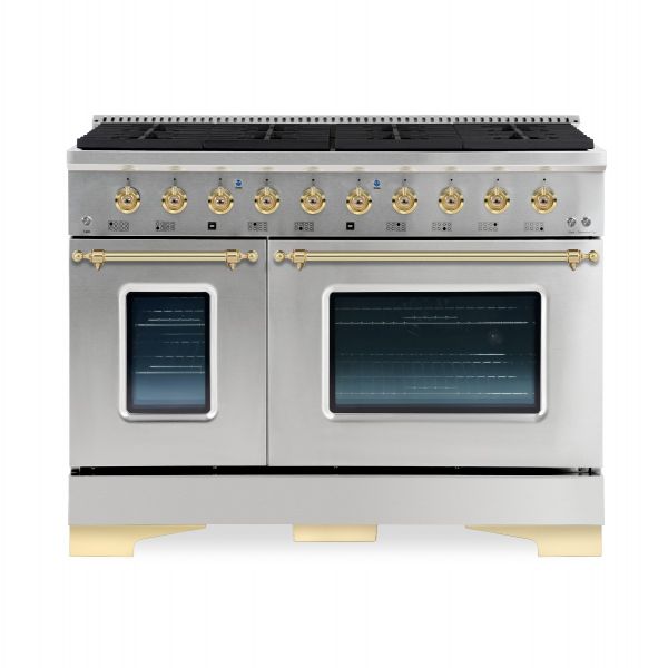 HALLMAN Classico Series 48" Gas Freestanding Range with Brass Trim - HCLRG48BS