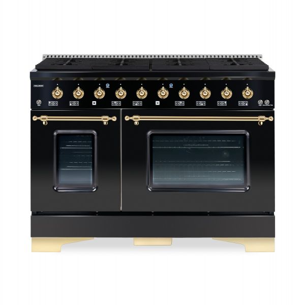 HALLMAN Classico Series 48" Gas Freestanding Range with Brass Trim - HCLRG48BS