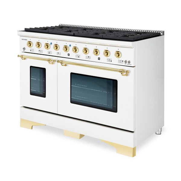 HALLMAN Classico Series 48" Gas Freestanding Range with Brass Trim - HCLRG48BS