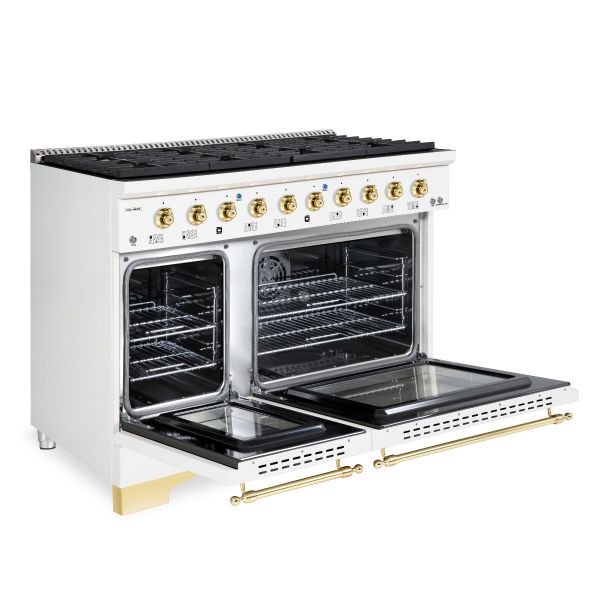 HALLMAN Classico Series 48" Gas Freestanding Range with Brass Trim - HCLRG48BS