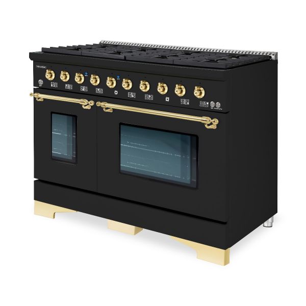 HALLMAN Classico Series 48" Gas Freestanding Range with Brass Trim - HCLRG48BS