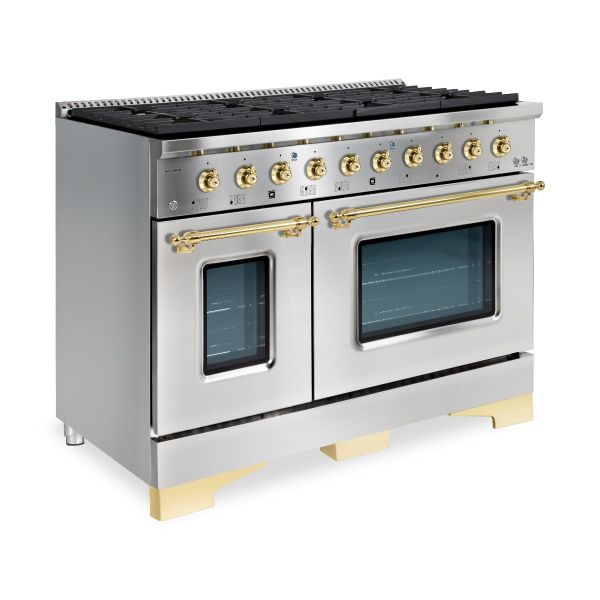 HALLMAN Classico Series 48" Gas Freestanding Range with Brass Trim - HCLRG48BS