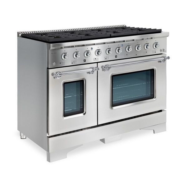 HALLMAN Classico Series 48" Gas Freestanding Range with Chrome Trim - HCLRG48CM