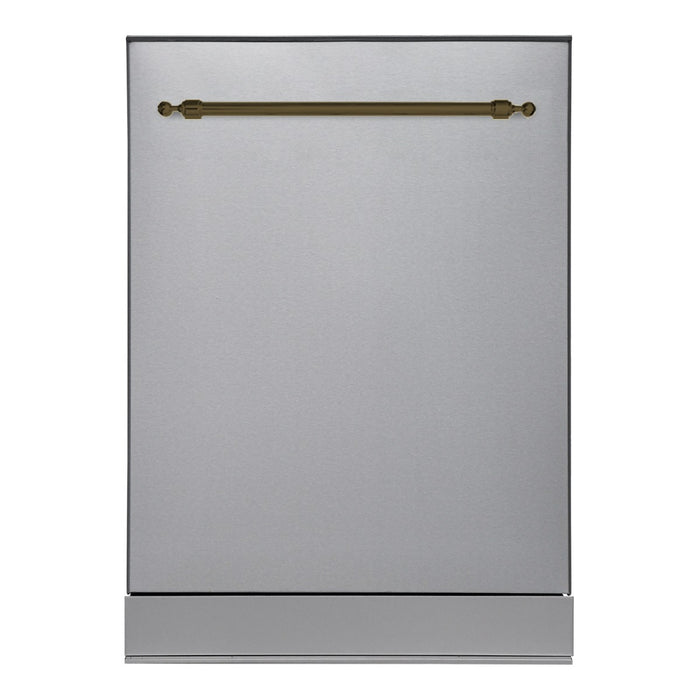 HALLMAN 24-Inch Dishwasher with Stainless Steel Metal Spray Arms in Stainless Steel with Classico Bronze Handle (HCDW24BZSS)