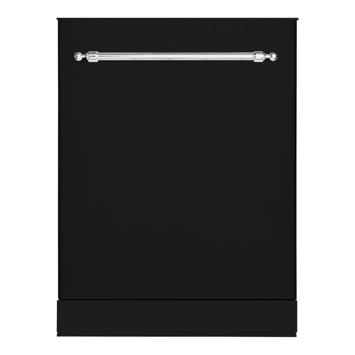 HALLMAN 24-Inch Dishwasher with Stainless Steel Metal Spray Arms  in Glossy Black with Classico Chrome Handle (HCDW24CMGB)