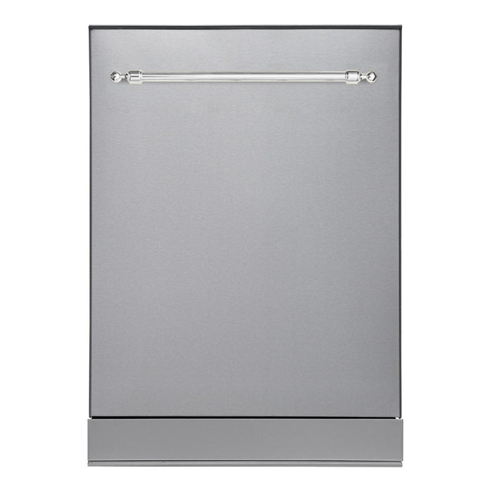 HALLMAN 24-Inch Dishwasher with Stainless Steel Metal Spray Arms in Stainless Steel with Classico Chrome Handle (HCDW24CMSS)