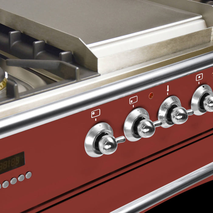 HALLMAN 36 in. Single Oven All Gas Italian Range, Chrome Trim in Burgundy (HGR36CMBG)