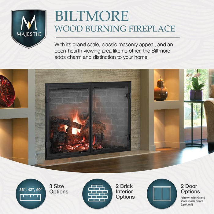 Majestic 36" Biltmore Radiant Wood Burning Fireplace - SB60