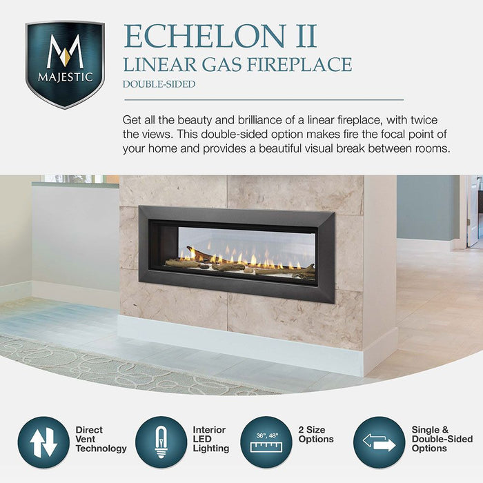 Majestic Echelon II 36" See-Through Top Direct Vent Fireplace with IntelliFire Touch Ignition System