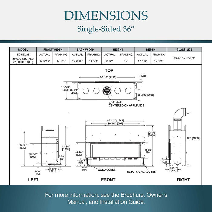 Majestic Echelon II 36" See-Through Top Direct Vent Fireplace with IntelliFire Touch Ignition System