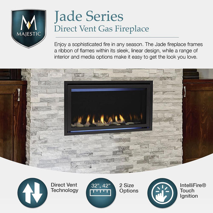 Majestic Jade Direct Vent Gas Fireplace with Intelli Fire Touch Ignition System