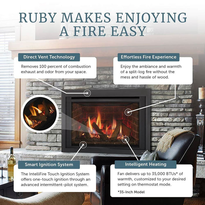 Majestic 30" Ruby Medium Direct Vent Gas Fireplace Insert With Intellifire Touch System - RUBY30