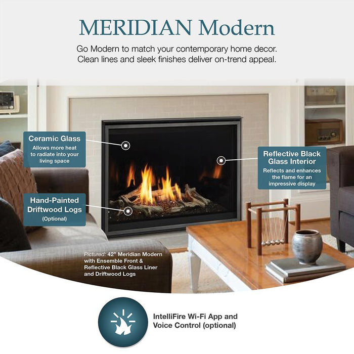 Majestic Meridian 36" Modern Top Direct Vent Gas Fireplace With Intellifire Touch Ignition (NG)