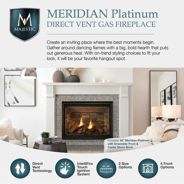 Majestic Meridian Platinum 42" Top/Rear Direct Vent Fireplace With Intellifire Touch Ignition - MER42