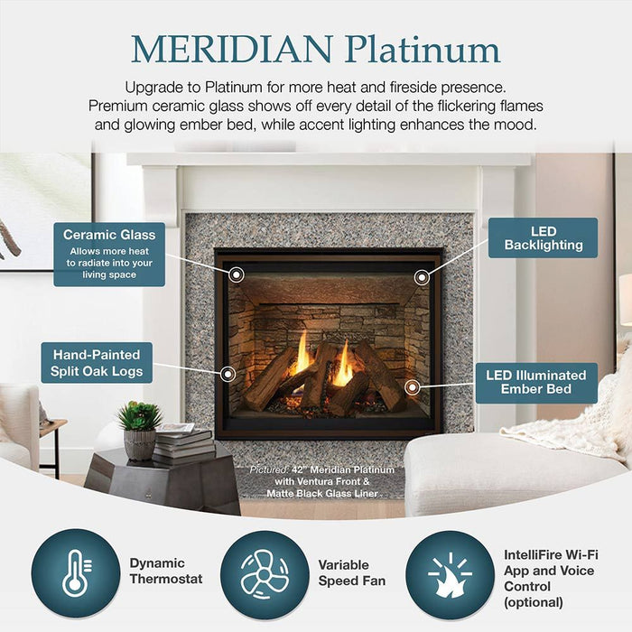 Majestic Meridian Platinum 42" Top/Rear Direct Vent Fireplace With Intellifire Touch Ignition - MER42