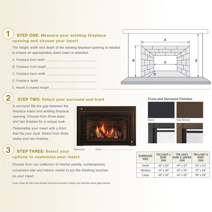 Majestic Trilliant large 35" Direct Vent Gas Insert With Intellifire Touch Ignition System - TRILLIANT35