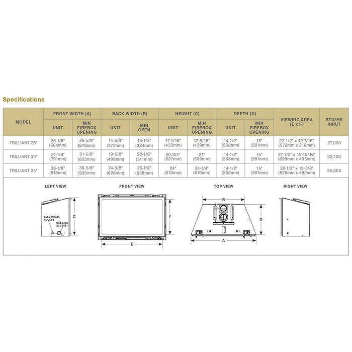 Majestic Trilliant large 35" Direct Vent Gas Insert With Intellifire Touch Ignition System - TRILLIANT35