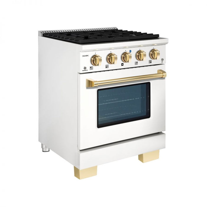 HALLMAN Bold Series 30" Dual Fuel Freestanding Range with Brass Trim - HBRDF30BS