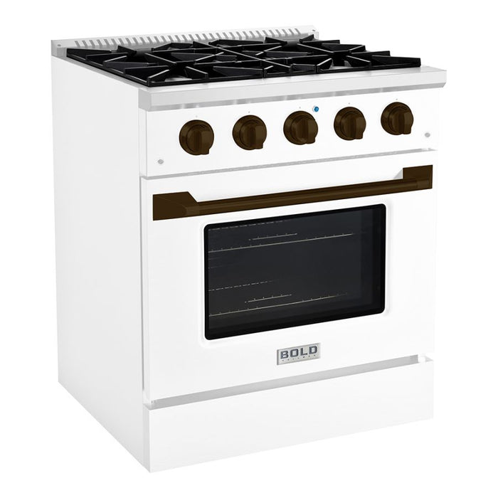 HALLMAN Bold Series 30" Dual Fuel Freestanding Range with Bronze Trim - HBRDF30BZ