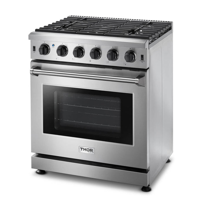 Thor Kitchen 30-Inch Gas Range with 5 Burners, 4.55 cu. ft Oven in Stainless Steel (LRG3001U)