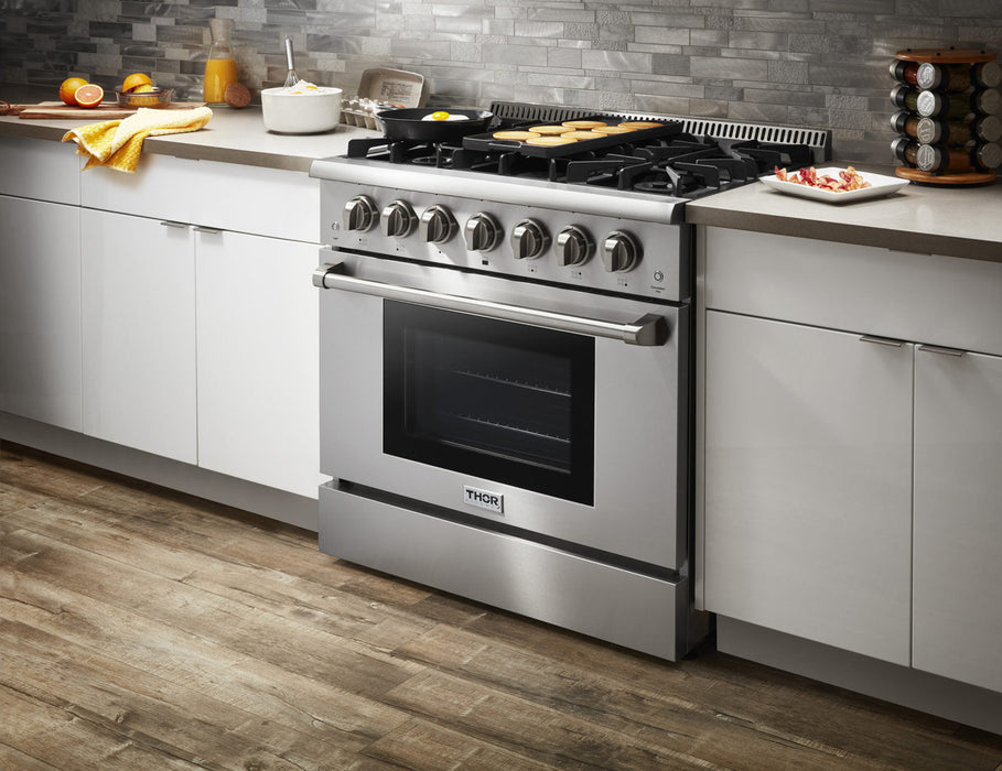 Thor Kitchen 36-Inch 5.2 cu. ft. Professional Gas Range in Stainless Steel (HRG3618U)