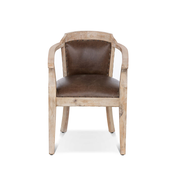 Colton Occasional Chair - Handcrafted Mango Wood & Aged Buffalo Leather for Modern Rustic Elegance