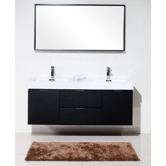 KubeBath Bliss 60" Wall Mount Modern Bathroom Vanity