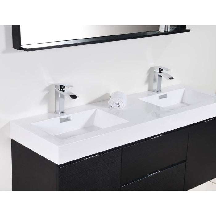 KubeBath Bliss 60" Wall Mount Modern Bathroom Vanity